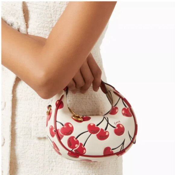 Coach Jonie Cherry Mini Crossbody Wristlet White Glovetanned Leather CAE83 - Picture 5 of 15